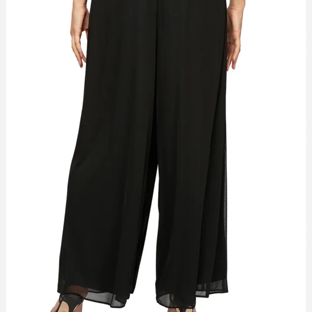 Alex Evenings Black Petite Tie Mesh Pants - Picture 5 of 14